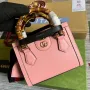 Gucci 702732 Gucci Diana Mini Tote Bag Růžová kůže