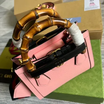 Gucci 702732 Gucci Diana Mini Tote Bag Růžová kůže