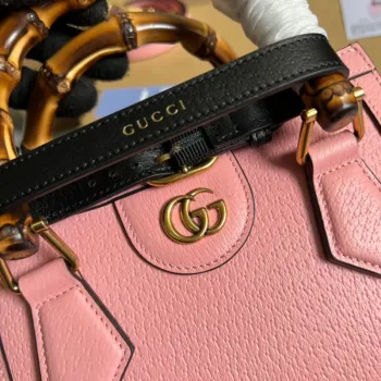 Gucci 702732 Gucci Diana Mini Tote Bag Růžová kůže