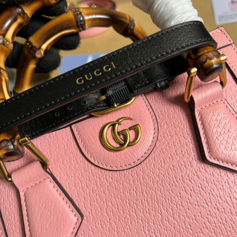 Gucci 702732 Gucci Diana Mini Tote Bag Růžová kůže