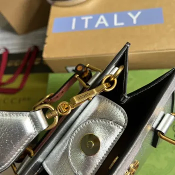 Gucci 702732 Gucci Diana Mini Tote Bag Stříbrná