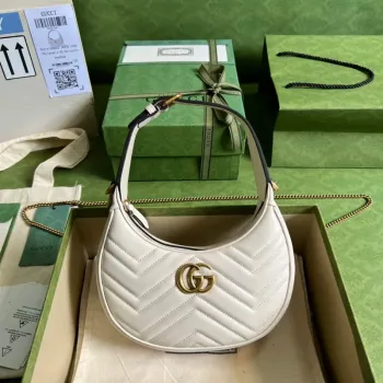 Gucci 699514 GG Marmont mini taška ve tvaru půlměsíce bílá