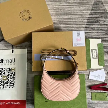 Gucci 699514 GG Marmont mini taška ve tvaru půlměsíce Růžová