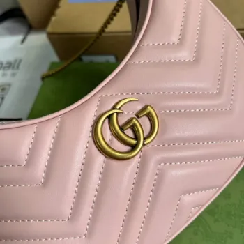 Gucci 699514 GG Marmont mini taška ve tvaru půlměsíce Růžová