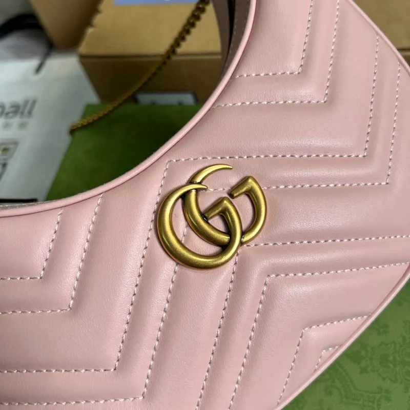 Gucci 699514 GG Marmont mini taška ve tvaru půlměsíce Růžová