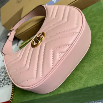 Gucci 699514 GG Marmont mini taška ve tvaru půlměsíce Růžová