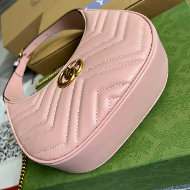 Gucci 699514 GG Marmont mini taška ve tvaru půlměsíce Růžová