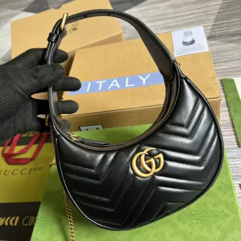 Gucci 699514 GG Marmont mini taška ve tvaru půlměsíce černá