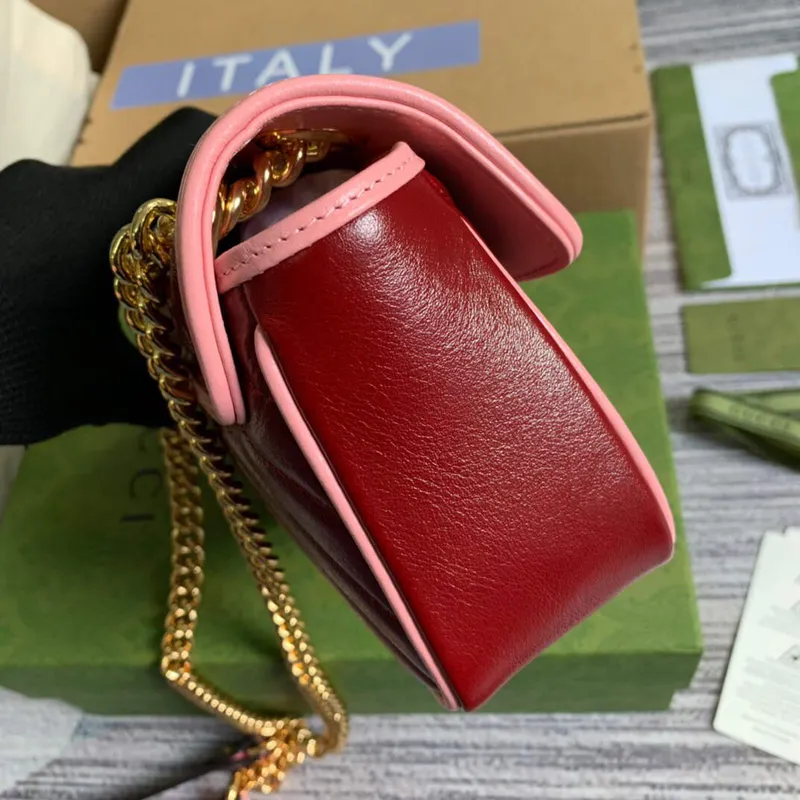 Gucci 446744 GG Marmont Mini Matelassé Kabelka přes rameno Tmavě červená