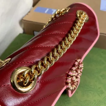 Gucci 446744 GG Marmont Mini Matelassé Kabelka přes rameno Tmavě červená