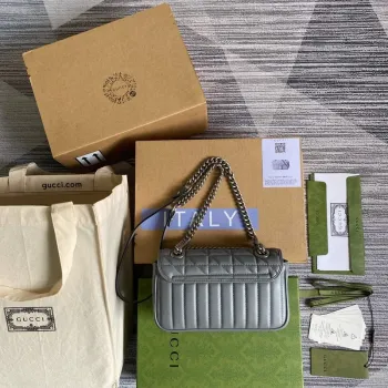 Gucci 446744 GG Marmont Mini Kabelka přes rameno Šedá