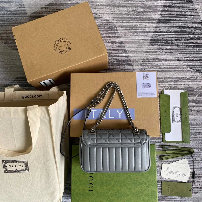 Gucci 446744 GG Marmont Mini Kabelka přes rameno Šedá