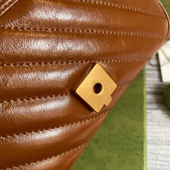 Gucci 446744 GG Marmont Mini Matelassé Kabelka přes rameno Hnědá