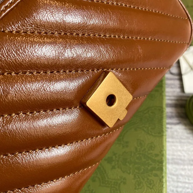 Gucci 446744 GG Marmont Mini Matelassé Kabelka přes rameno Hnědá