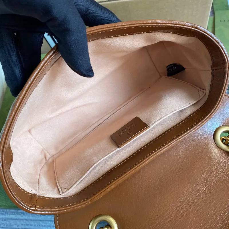 Gucci 446744 GG Marmont Mini Matelassé Kabelka přes rameno Hnědá