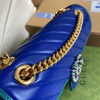 Gucci 443497 GG Marmont Malá Kabelka Přes Rameno Modro Zelená