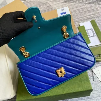 Gucci 443497 GG Marmont Malá Kabelka Přes Rameno Modro Zelená
