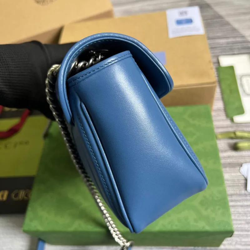 Gucci 443497 GG Marmont Malá Kabelka Přes Rameno Modrá