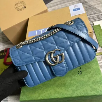 Gucci 443497 GG Marmont Malá Kabelka Přes Rameno Modrá