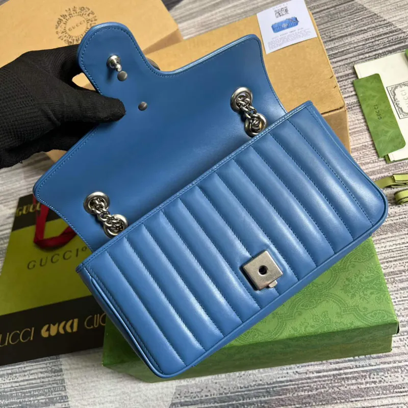 Gucci 443497 GG Marmont Malá Kabelka Přes Rameno Modrá