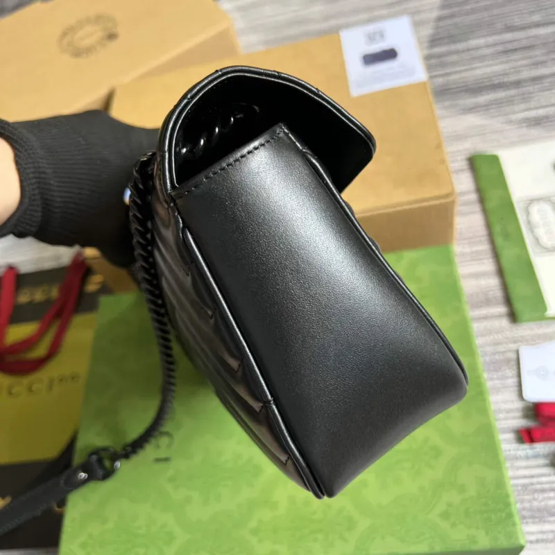 Gucci 443497 GG Marmont Malá Kabelka přes Rameno Černá