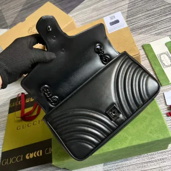 Gucci 443497 GG Marmont Malá Kabelka přes Rameno Černá