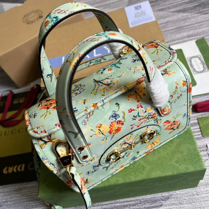 Gucci 645453 Gucci Horsebit 1955 Mini Taška s Horním Držadlem Zelená