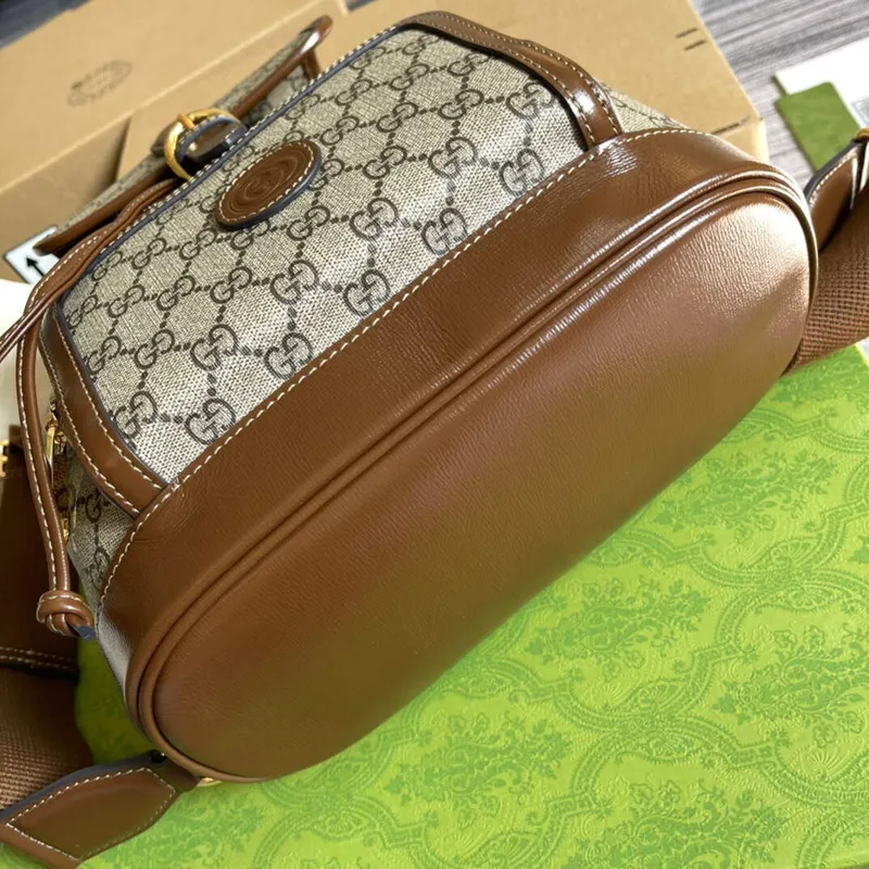 Batoh Gucci 674147 s propleteným G béžový a ebenový