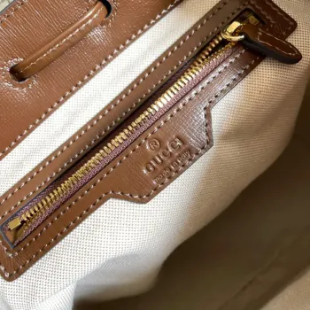 Batoh Gucci 674147 s propleteným G béžový a ebenový