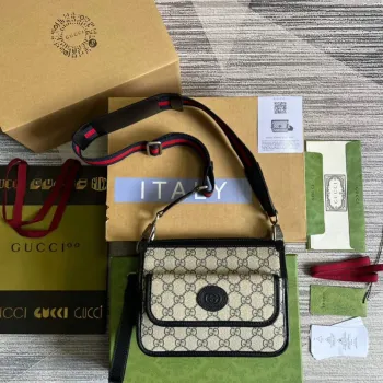 Gucci 674164 Messenger Bag s propleteným G modrá