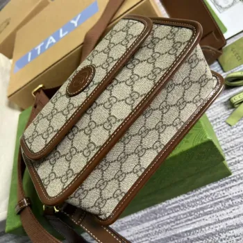 Gucci 674164 Messenger Bag s propleteným G Hnědá