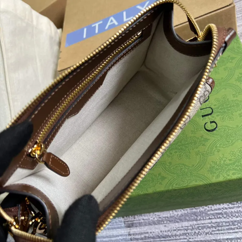 Gucci 674164 Messenger Bag s propleteným G Hnědá