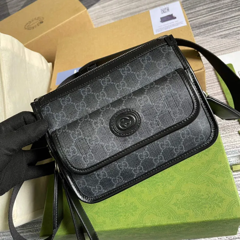 Gucci 674164 Messenger Bag s propleteným G černá