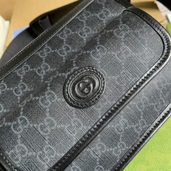 Gucci 674164 Messenger Bag s propleteným G černá