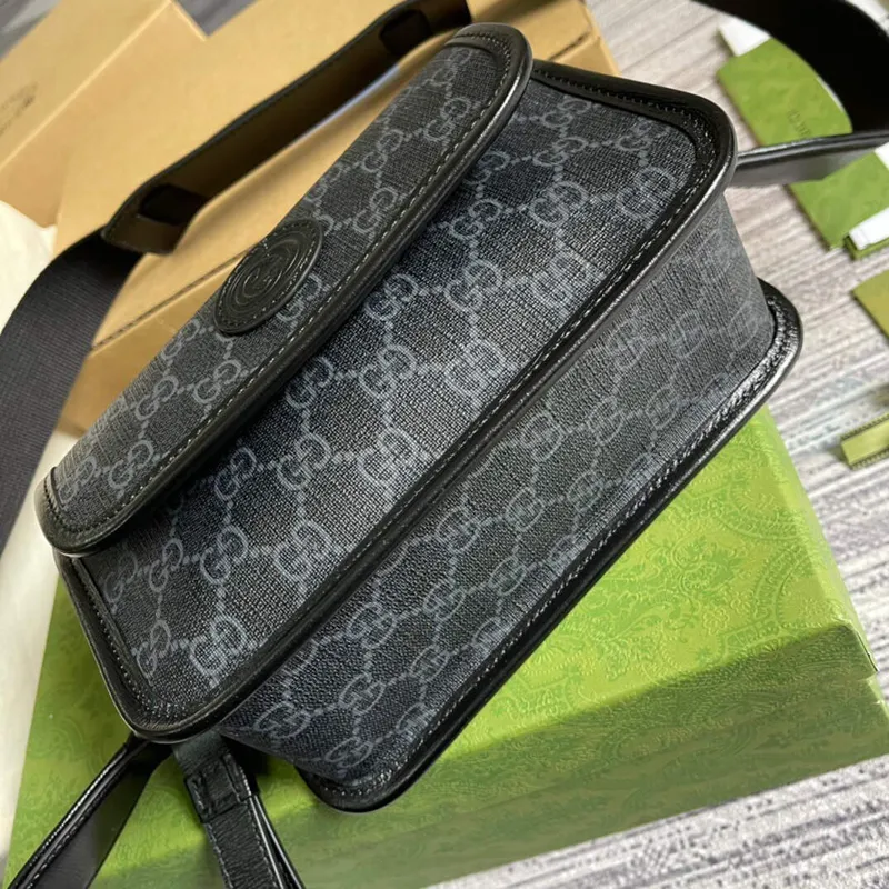 Gucci 674164 Messenger Bag s propleteným G černá