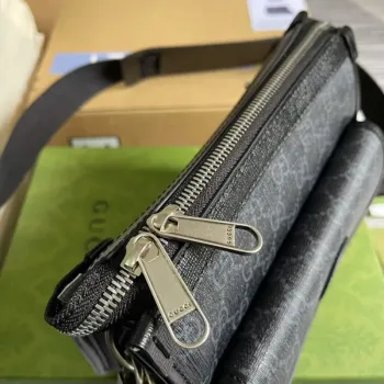 Gucci 674164 Messenger Bag s propleteným G černá
