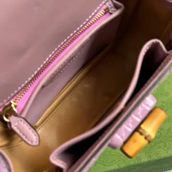 Gucci 675797 Gucci Bamboo 1947 malá kabelka s horním uchopem Růžová