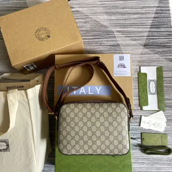 Gucci 675891 Messenger taška s propleteným G Béžová a ebenová