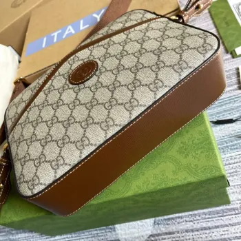 Gucci 675891 Messenger taška s propleteným G Béžová a ebenová