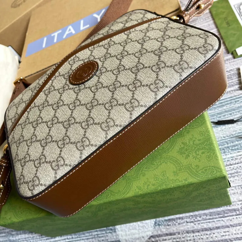 Gucci 675891 Messenger taška s propleteným G Béžová a ebenová
