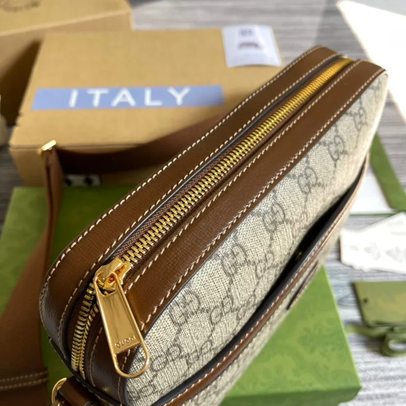 Gucci 675891 Messenger taška s propleteným G Béžová a ebenová