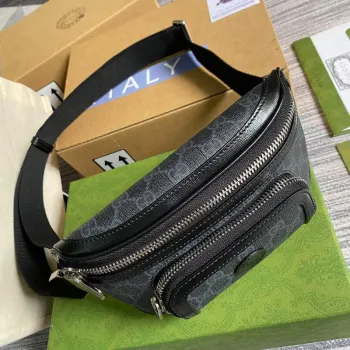 Gucci 682933 Pásková taška s propleteným G Černá