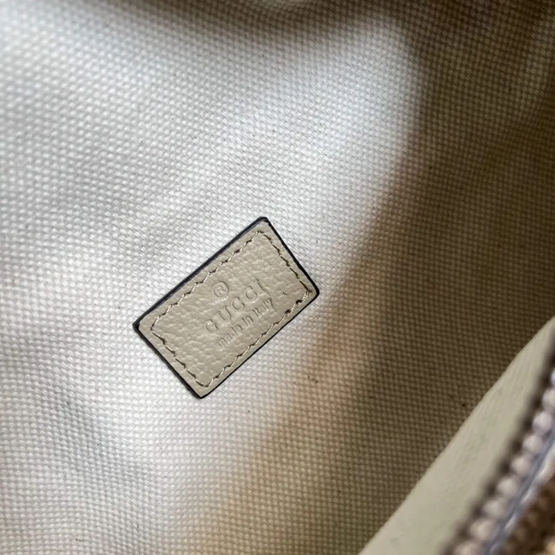 Gucci 682933 Pásková taška s propleteným G Béžová a bílá