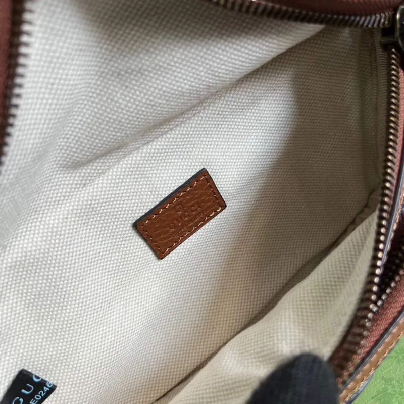 Gucci 682933 Pásková taška s propleteným G Modrá a slonová kost