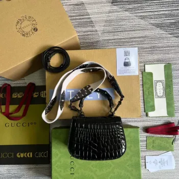 Gucci 686864 Gucci Bamboo 1947 Mini Taška s Horním Uchem Černá