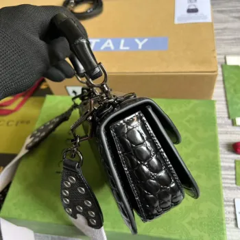 Gucci 686864 Gucci Bamboo 1947 Mini Taška s Horním Uchem Černá