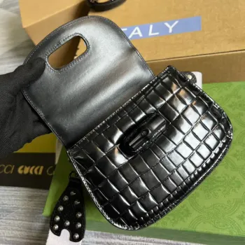 Gucci 686864 Gucci Bamboo 1947 Mini Taška s Horním Uchem Černá