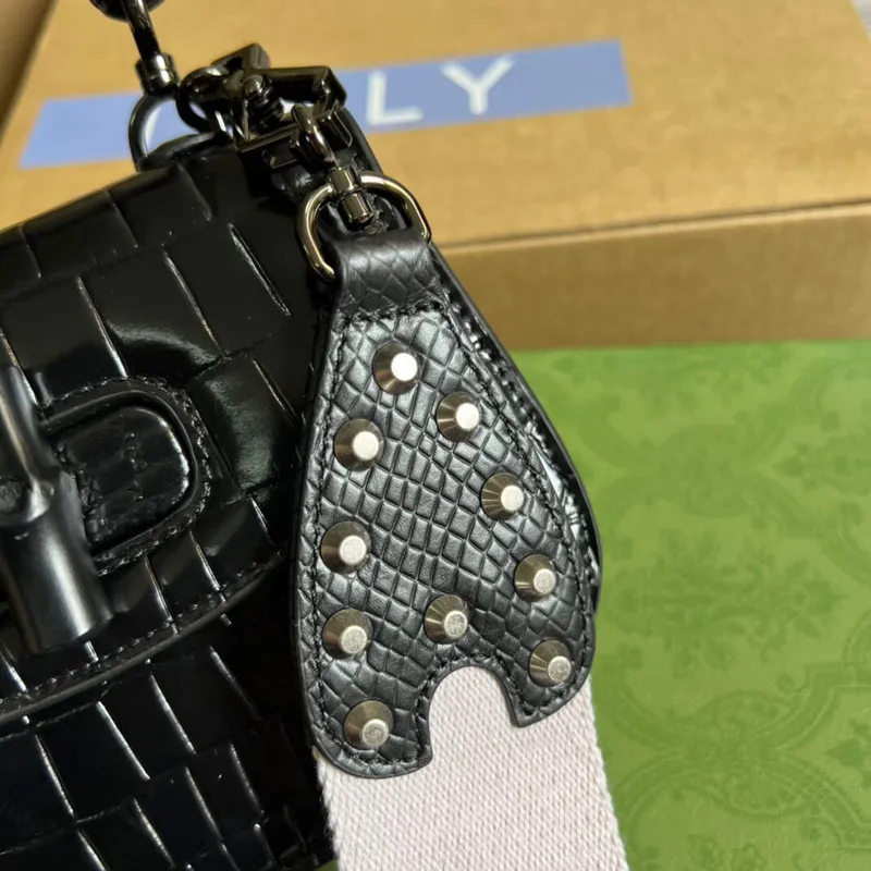 Gucci 686864 Gucci Bamboo 1947 Mini Taška s Horním Uchem Černá
