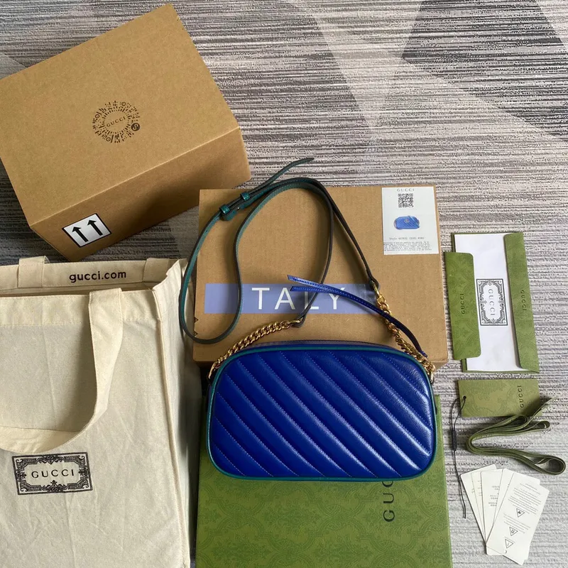 Gucci 447632 GG Marmont Malá Kabelka Přes Rameno Modrá