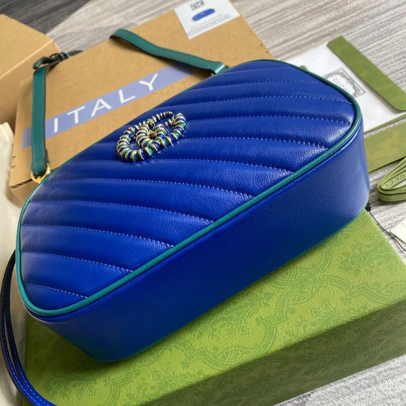 Gucci 447632 GG Marmont Malá Kabelka Přes Rameno Modrá